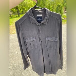 American Eagle Outfitters Gray Button Down Shirt